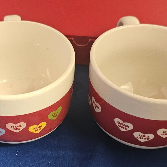 Pair of Valentine Soup Mugs -Microwave and Dishwasher Safe- Preowned Condition - Picture 1 of 7